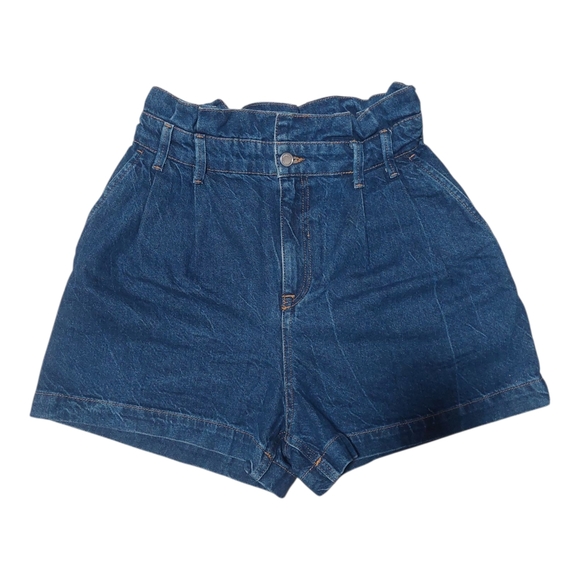 Zara Blue Jean Shorts with Paper-Bag Waist‎ - Picture 1 of 5